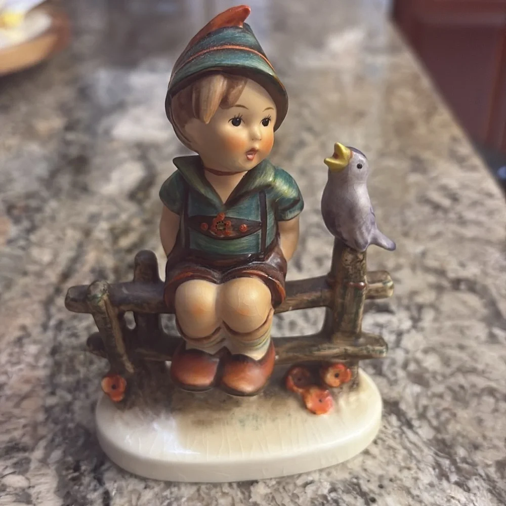 Vtg M.I. Goebel Hummel Wayside Harmony figurine collectible boy sitting on fence